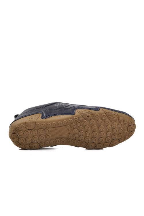 Navy Blue Genuine Leather Mens Casual Shoes 325-SM