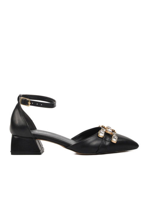 Black Stoned Womens Evening Shoes 326184 Z