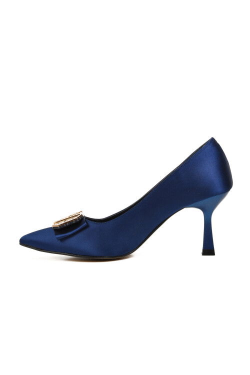 Navy Blue Thin Heeled Womens Evening Shoes 357088 Z