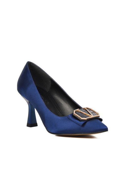 Navy Blue Thin Heeled Womens Evening Shoes 357088 Z