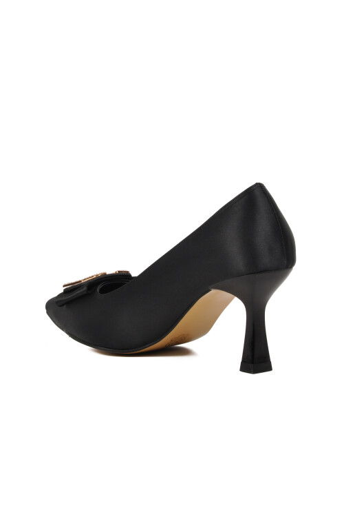 حذاء سهرة نسائي أسود بكعب رفيع 357088 Z