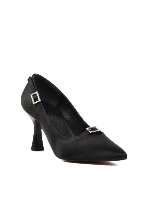Black Satin Womens High Heel Shoes 357091 Z