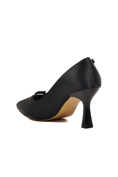 Black Satin Womens High Heel Shoes 357091 Z
