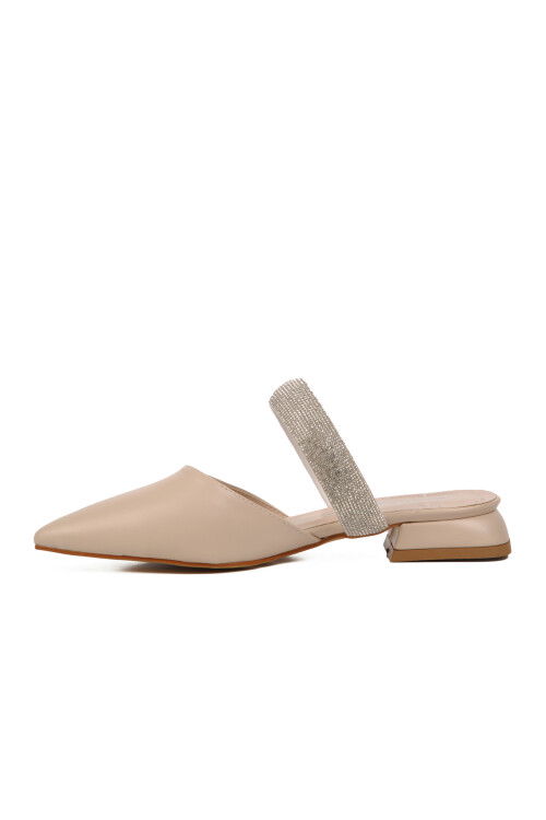 Beige Stone Embroidered Womens Evening Shoes 417578 Z