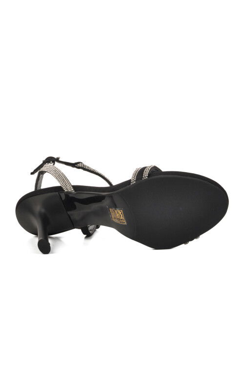 Black Thin Heeled Stoned Womens Evening Shoes 543117 Z