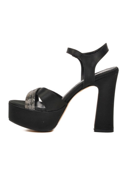 Black Platform Heeled Womens Evening Shoes 655323 Z