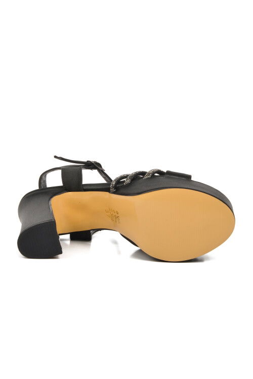 Black Platform Heeled Womens Evening Shoes 655323 Z