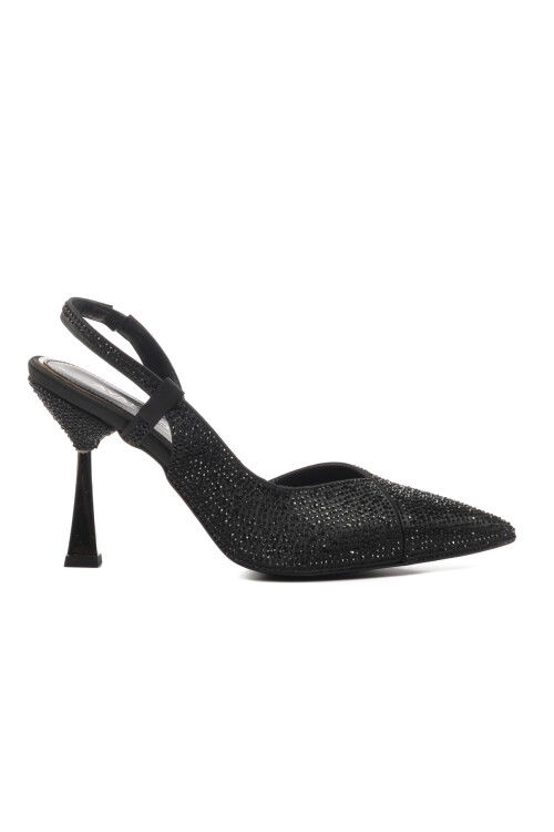 Black Thin Heeled Womens Evening Shoes 658209 Z
