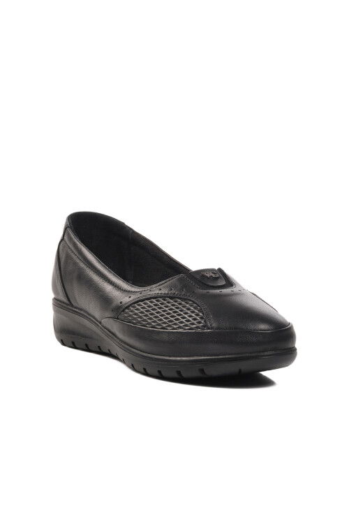 Black Genuine Leather Anatomic Womens Casual Shoes 7474 Z