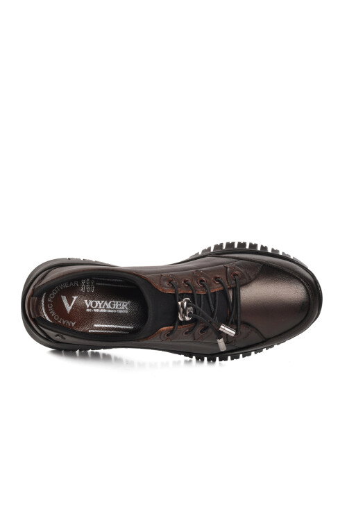 Brown Genuine Leather Anatomic Womens Casual Shoes 9513 Z
