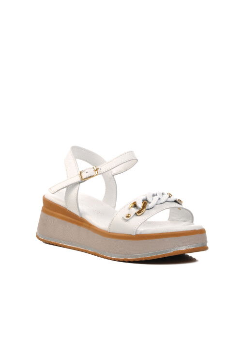 White Genuine Leather Womens Sandals 9716 Z