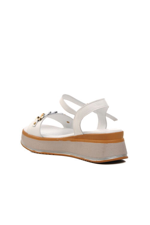 White Genuine Leather Womens Sandals 9716 Z