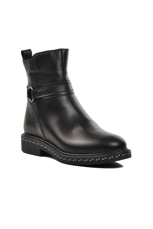 Black Genuine Leather Anatomical Womens Boots 9856 Z