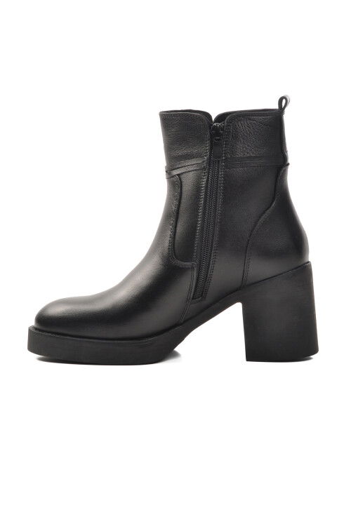 Siyah Hakiki Deri Anatomik Kadın Topuklu Bot 9895 Z