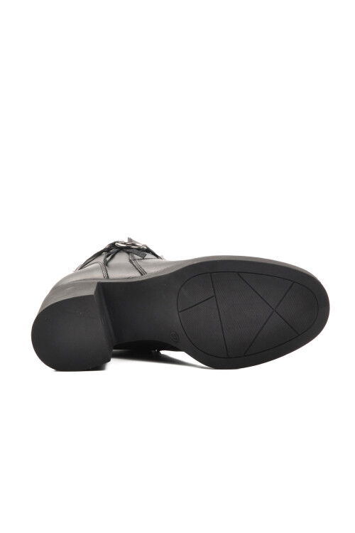 Siyah Hakiki Deri Anatomik Kadın Topuklu Bot 9895 Z