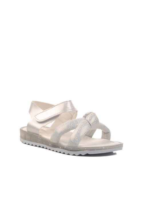 White Glittery Orthopedic Girls Sandals 24-409 F