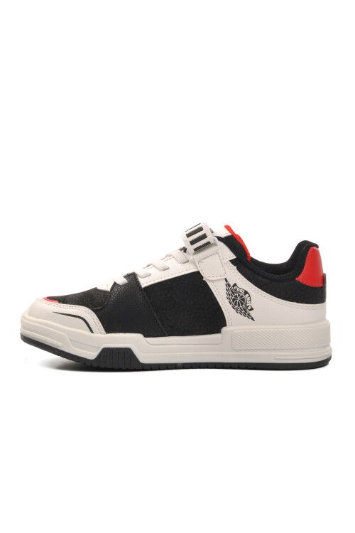 حذاء رياضي للأطفال من الجنسين بشريط فيلكرو باللونين الأسود والأحمر، مقاس كينج قصير F