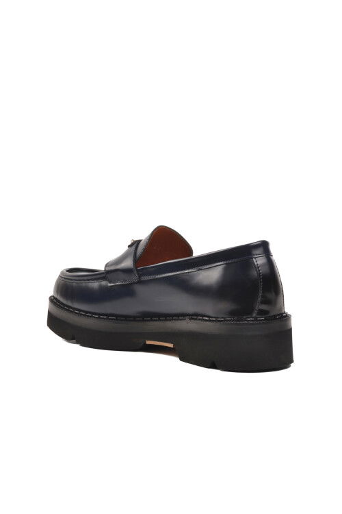 حذاء رجالي كلاسيكي فاخر باللون الأزرق الداكن 7708 M