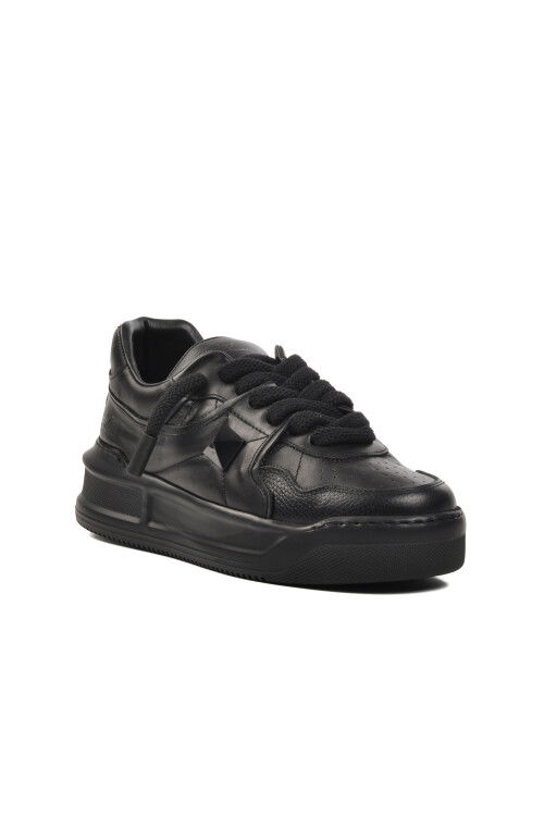 Black Skin Genuine Leather Mens Sneaker Premium 1306 M