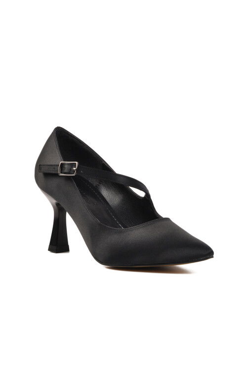 Black Satin Womens High Heel Shoes 357094 Z
