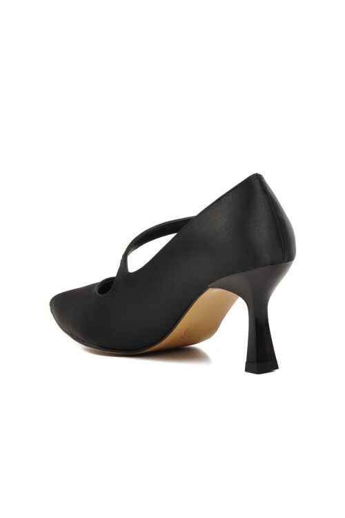 Black Satin Womens High Heel Shoes 357094 Z