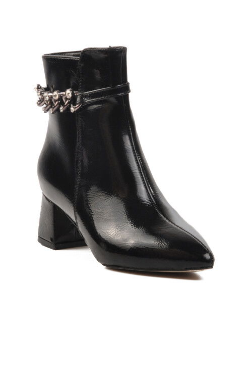 Black Patent Leather Polyurethane Womens Boots 266 Z
