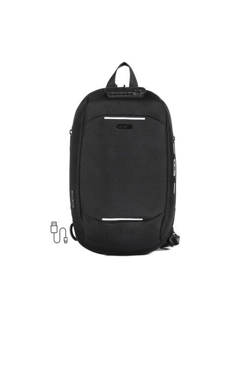 حقيبة صدر سوداء للجنسين بحزام كتف 31301