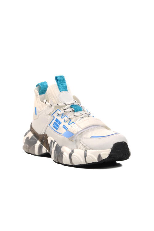 White Mesh Lightweight Flexible Mens Sneakers 24K573 M