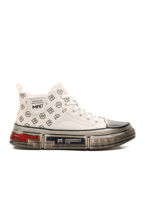 White Mens Genuine Leather Hi Sneaker 152-18220 M