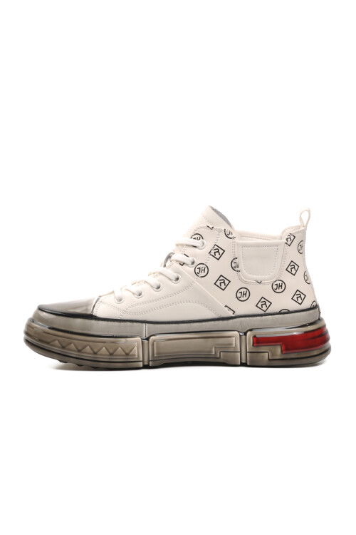 White Mens Genuine Leather Hi Sneaker 152-18220 M