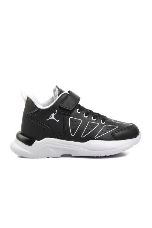 Black and White Unisex Kids Basketball Shoes 1522 F