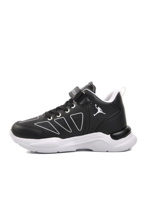 Black and White Unisex Kids Basketball Shoes 1522 F