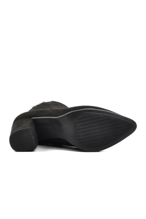 حذاء نسائي من جلد الغزال الأسود Pc-52423 Z