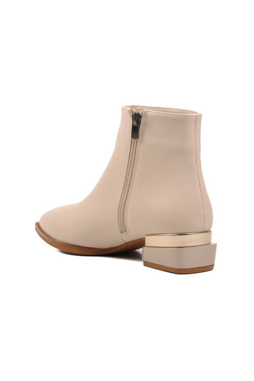 Cream Zippered Womens Boots Pc-52720 Z