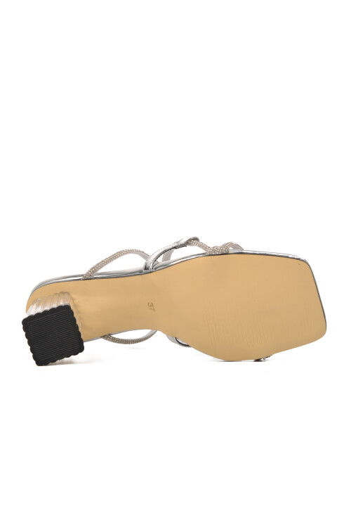 Silver Mirror Womens Heeled Slippers PC-53042 Z