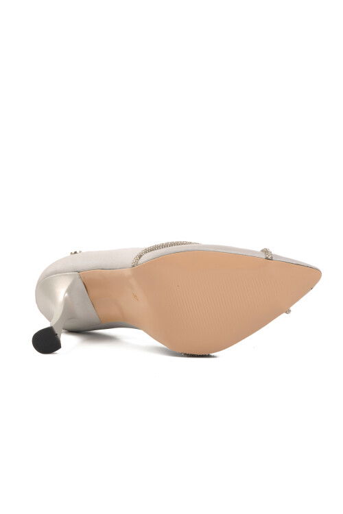 Gri Saten  Kadın Topuklu Ayakkabı PC-54036 Z