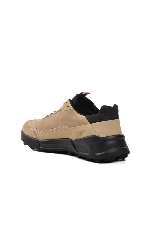 Beige Nubuck Genuine Leather Mens Casual Shoes 152-18484 M