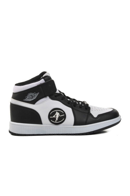 Black-White Mens Hi Sneaker Slogan Hı M