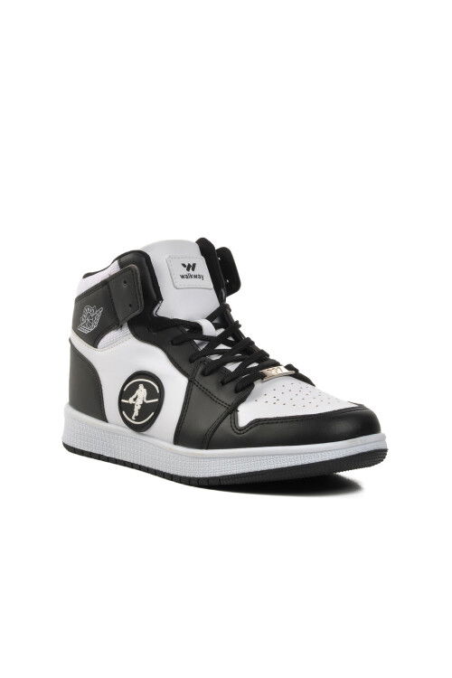 Black-White Mens Hi Sneaker Slogan Hı M