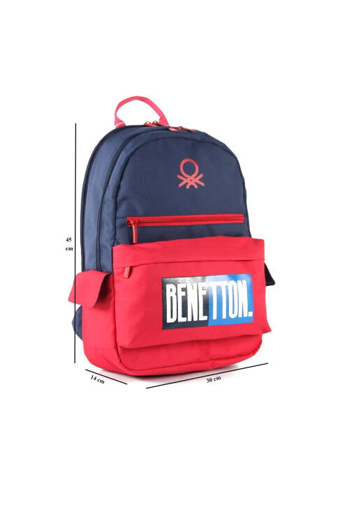 Navy Blue-Red Unisex School Bag 03789
