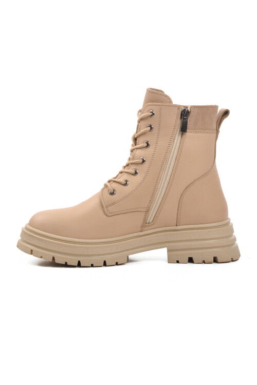 Beige Genuine Leather Womens Boots 9814 Z
