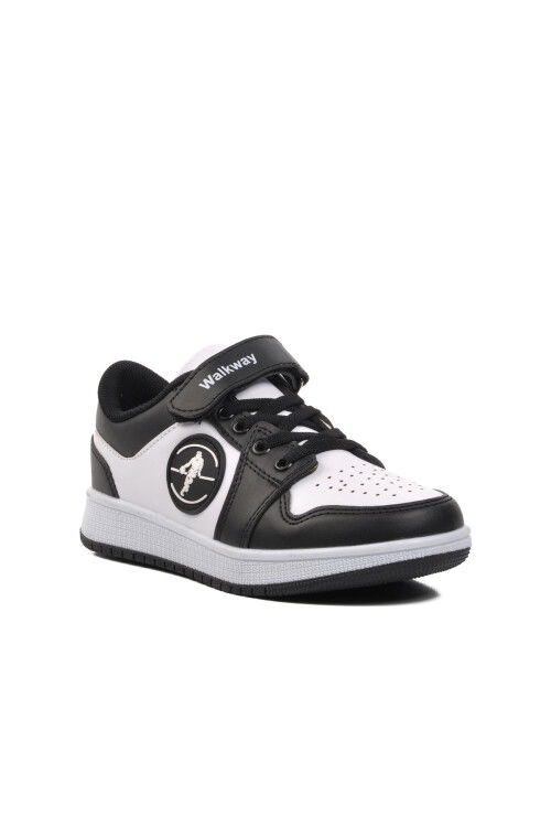 Black-White Unisex Kids Sneakers Slogan F