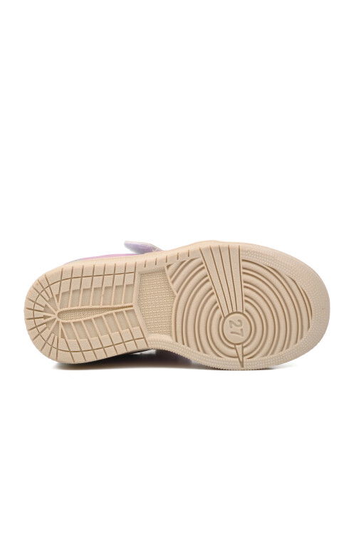 Beige-Lilac-Green Childrens Sneakers Slogan P