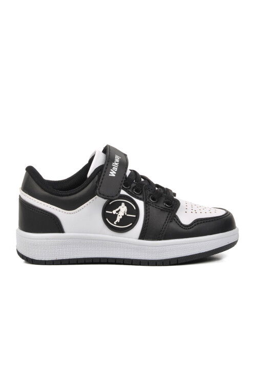 Black-White Childrens Sneakers Slogan P