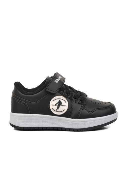 Black-Black-White Childrens Sneakers Slogan P