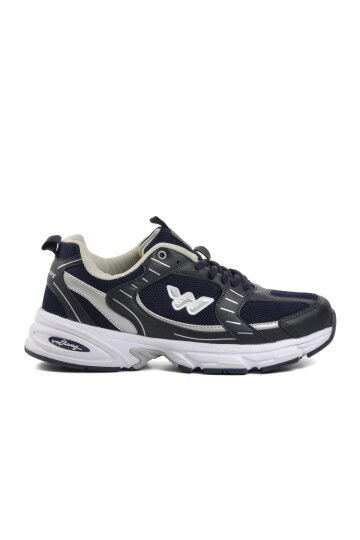 Navy Blue White Mesh Mens Sneakers Run M