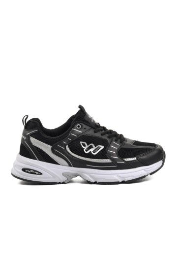 Black and White Mesh Mens Sneakers Run M