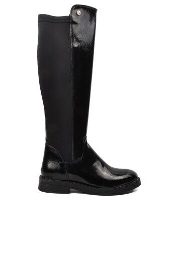 Black Wrinkled Stretch Flexible Ankle Womens Boots PC-52066 Z