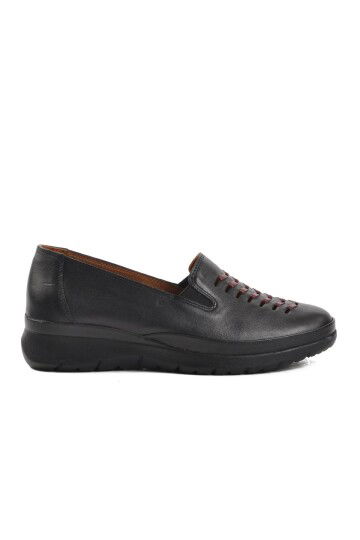 Black Genuine Leather Orthopedic Womens Casual Shoes 408 Z