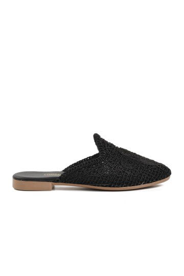 Black Knitted Closed Front Womens Slippers CPR-22615 Z